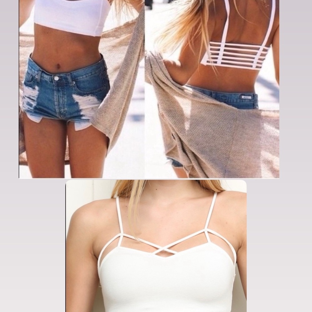 Two Brandy Melville White Bralettes Size Small